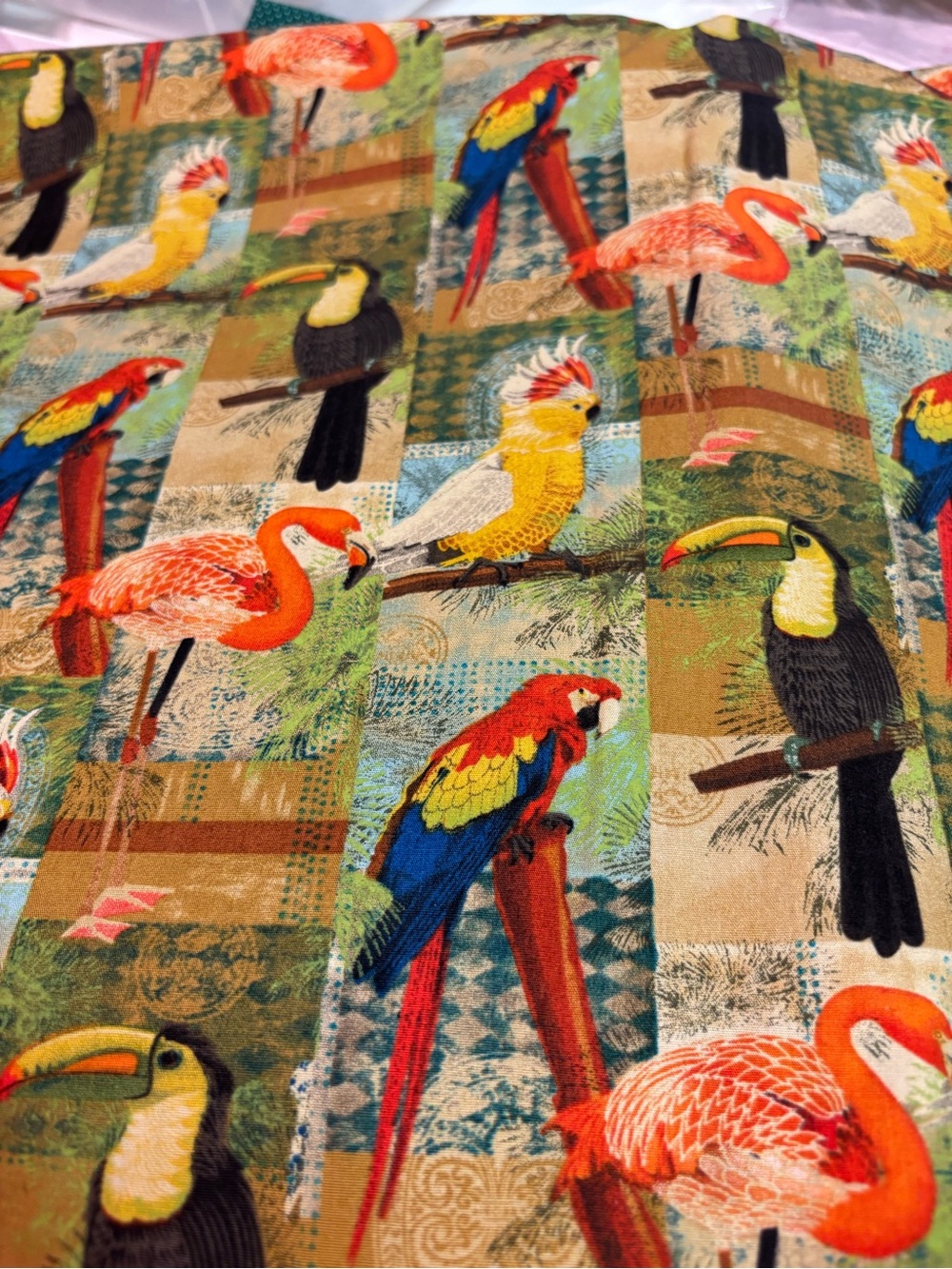 David Textiles Tropical Birds Cotton Fabric Macaw Toucan Flamingos 2 Yds 28 In